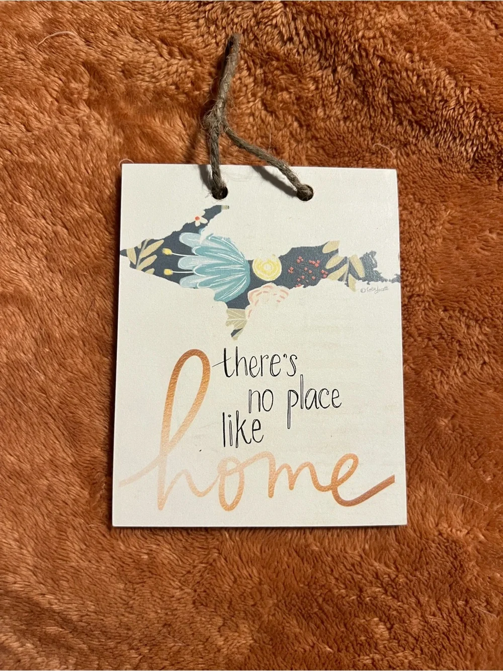 There’s No Place Like Home Floral Michigan Yoop Wall Plaque - Cream & Blue